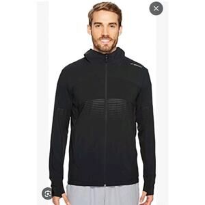 Brooks Black Lightweight Athleisure Full Zip Sporty Canopy Jacket Size Small